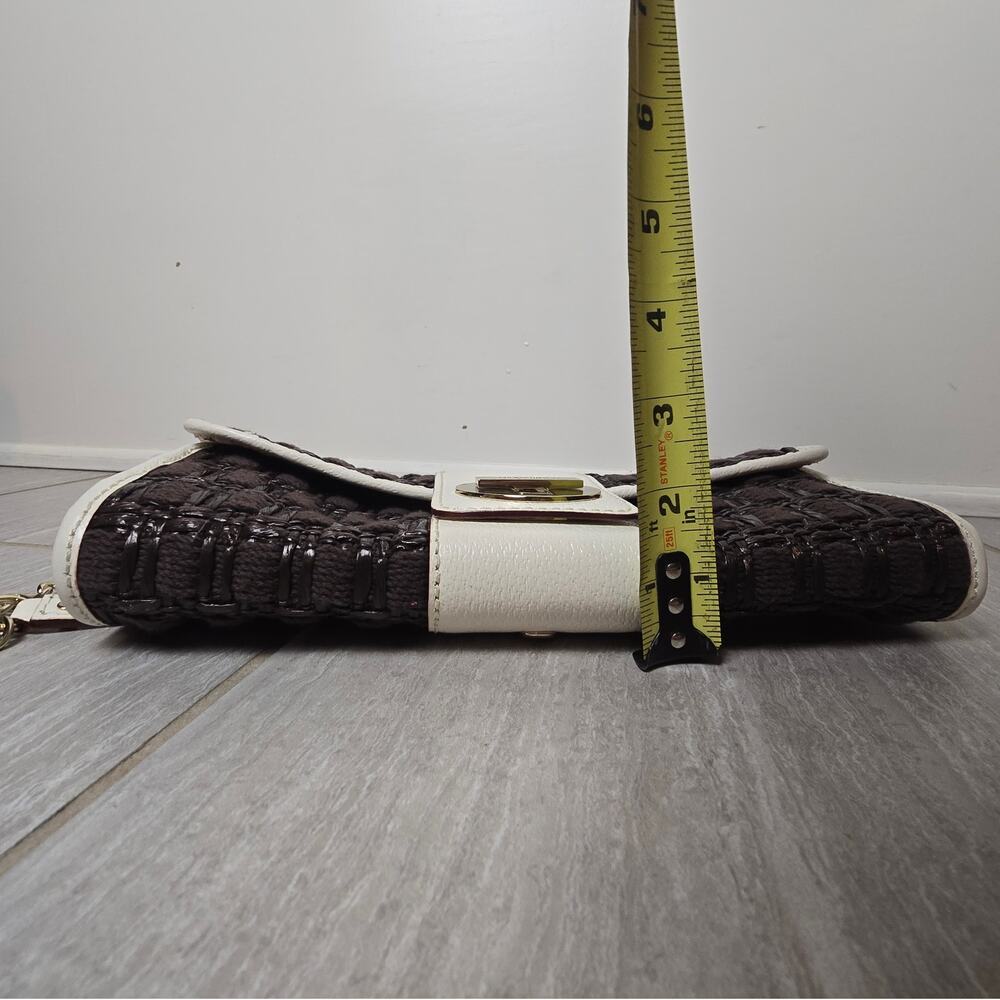 Kate Spade Woven Clutch Bag Shoulder Brown/White NWOT - Picture 6 of 12